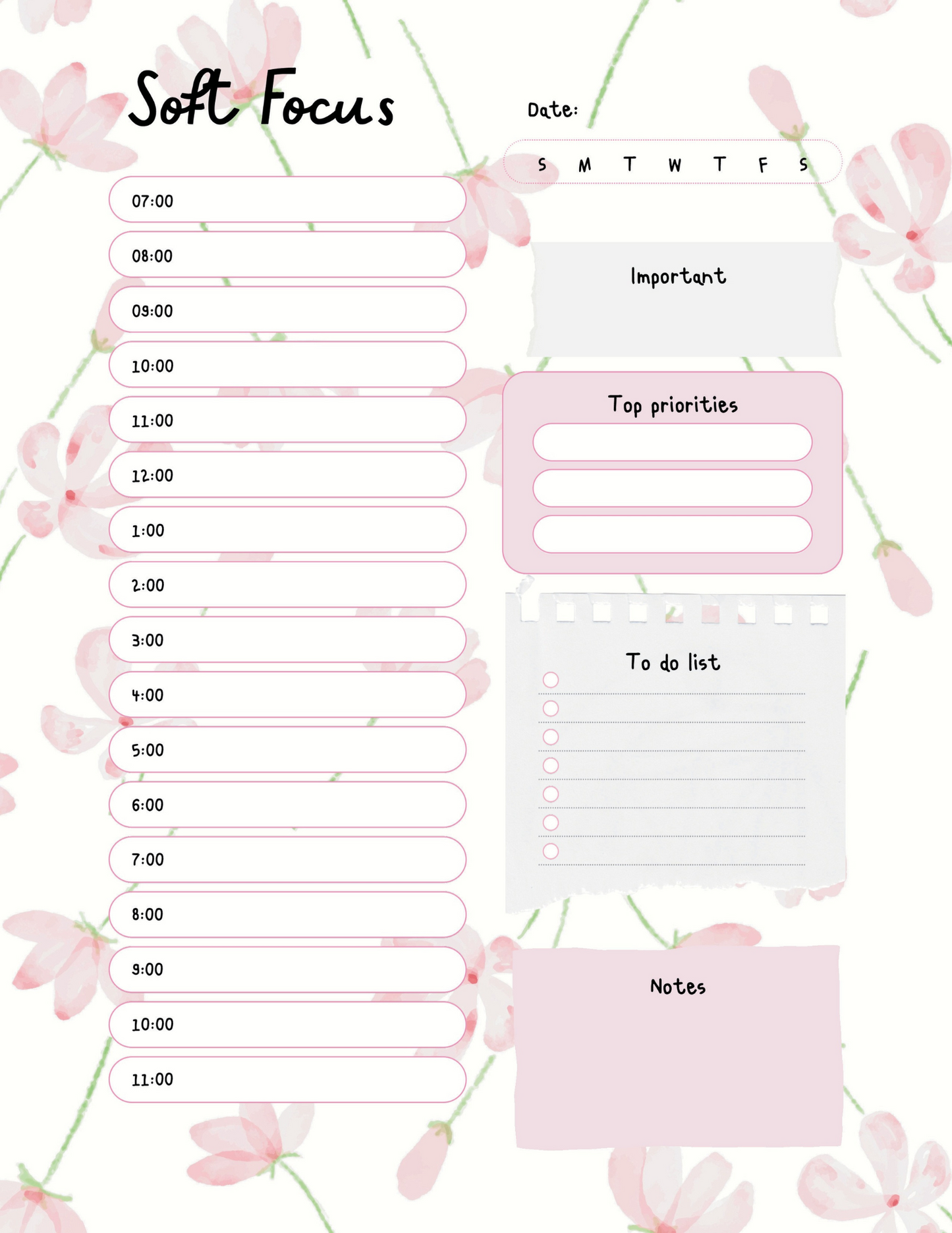 The Bloom Daily Planner – Printable Floral Pages