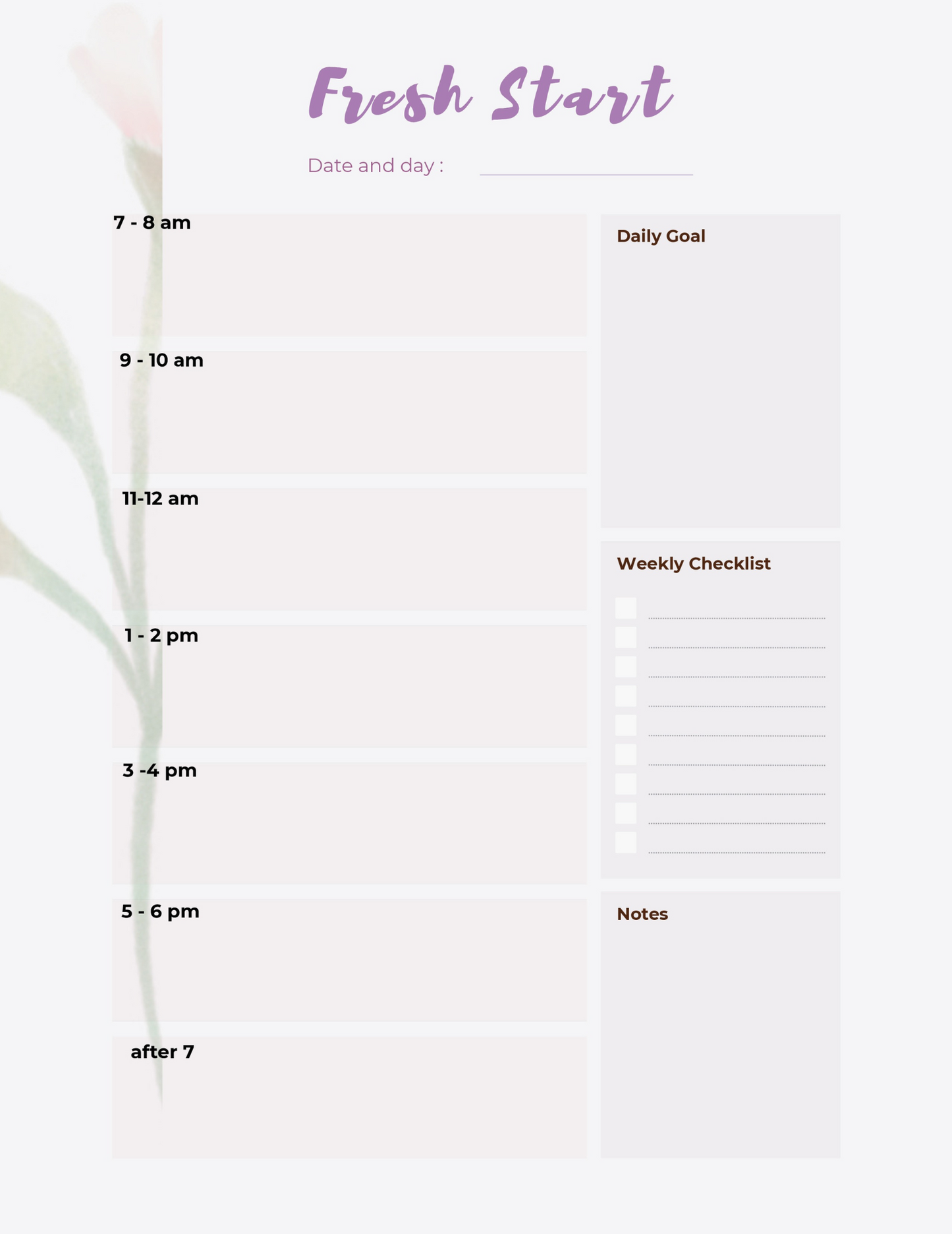 The Bloom Daily Planner – Printable Floral Pages