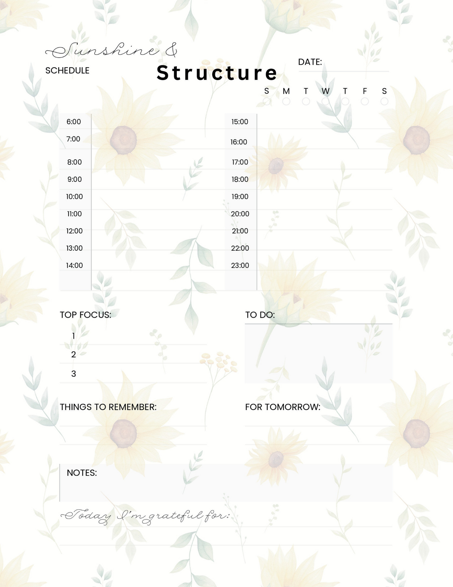 The Bloom Daily Planner – Printable Floral Pages